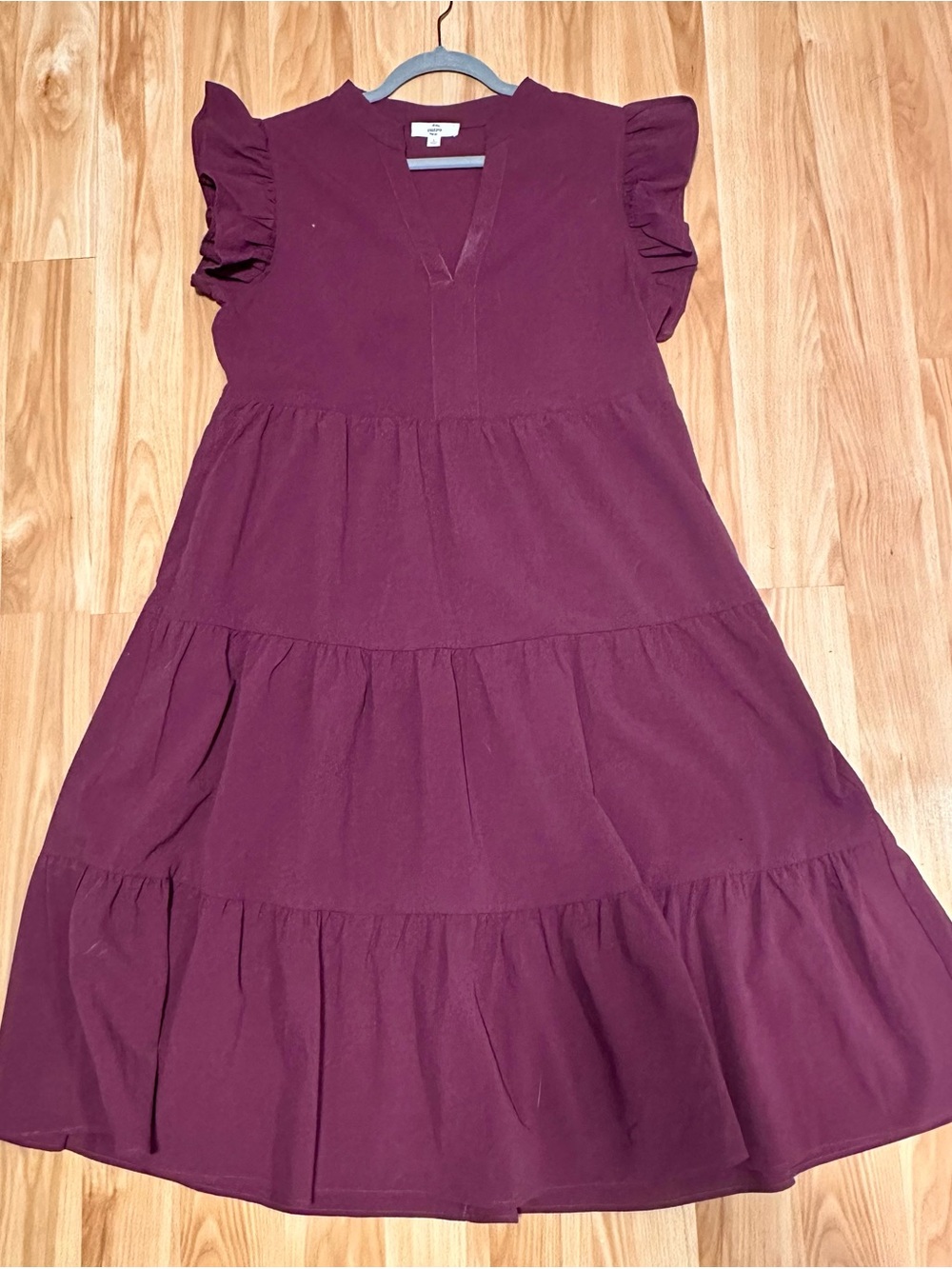 Entro Tiered Ruffle Sleeve Dress - Burgundy